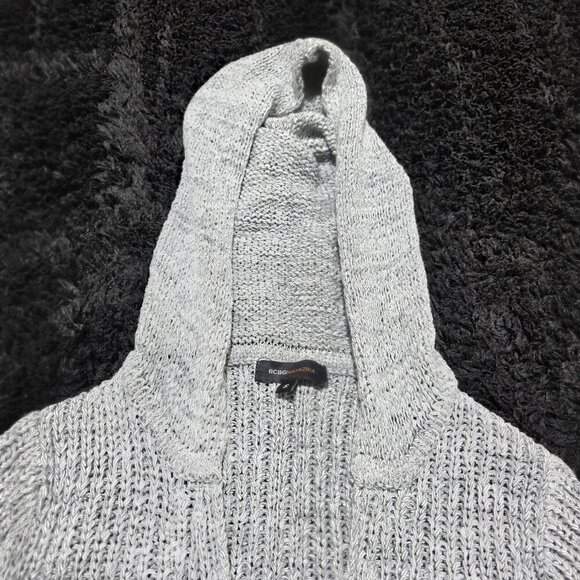 BCBG Max Azria Ombre Hooded Tunic Sweater Women’s Size S Gray Knit - Picture 3 of 12